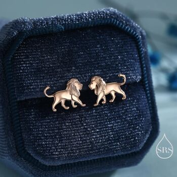 Sterling Silver Lion Stud Earrings, 3 of 12