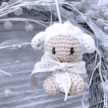 Barbra Lamb Knitted Hanging Decoration Personalised, 2 of 10
