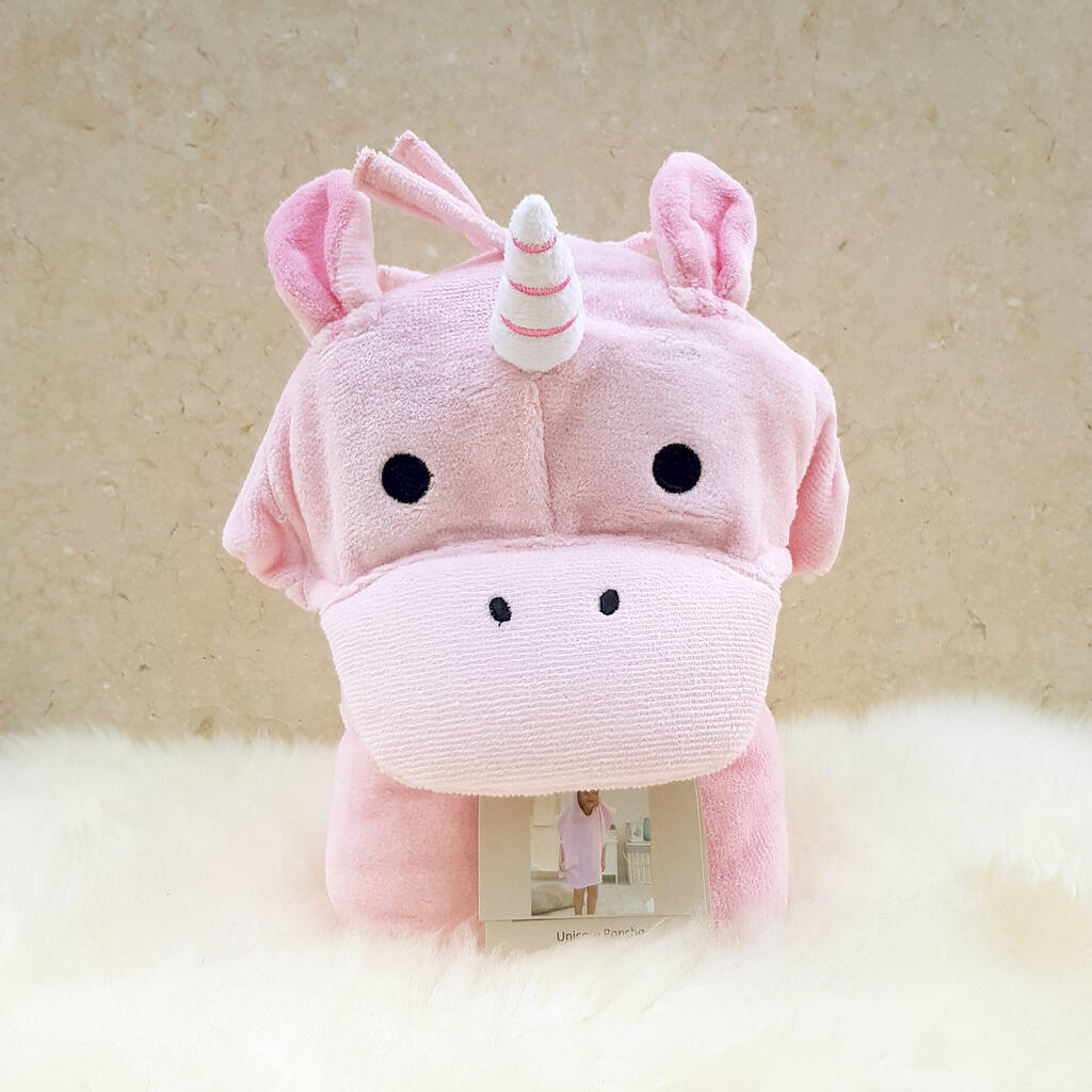 Personalised Rainbow Unicorn Children Poncho Towel By Bathing Bunnies