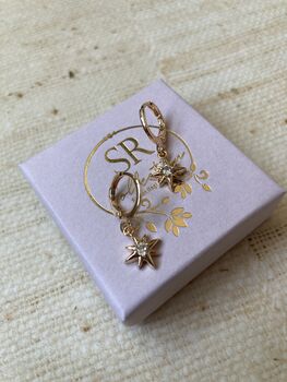 Gold Plated Dainty Star Drop Earrings, 2 of 6