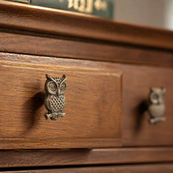 Vintage Brass Owl Perch Drawer Knob, 4 of 8