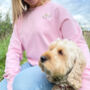 Personalised Dog Lover Varsity Sweatshirt, thumbnail 1 of 12