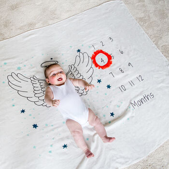 Milestone Baby Angel Wings Cotton Blanket, 7 of 11