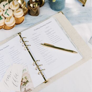 Personalised Linen Wedding Planner And Photo Album Set, 4 of 7
