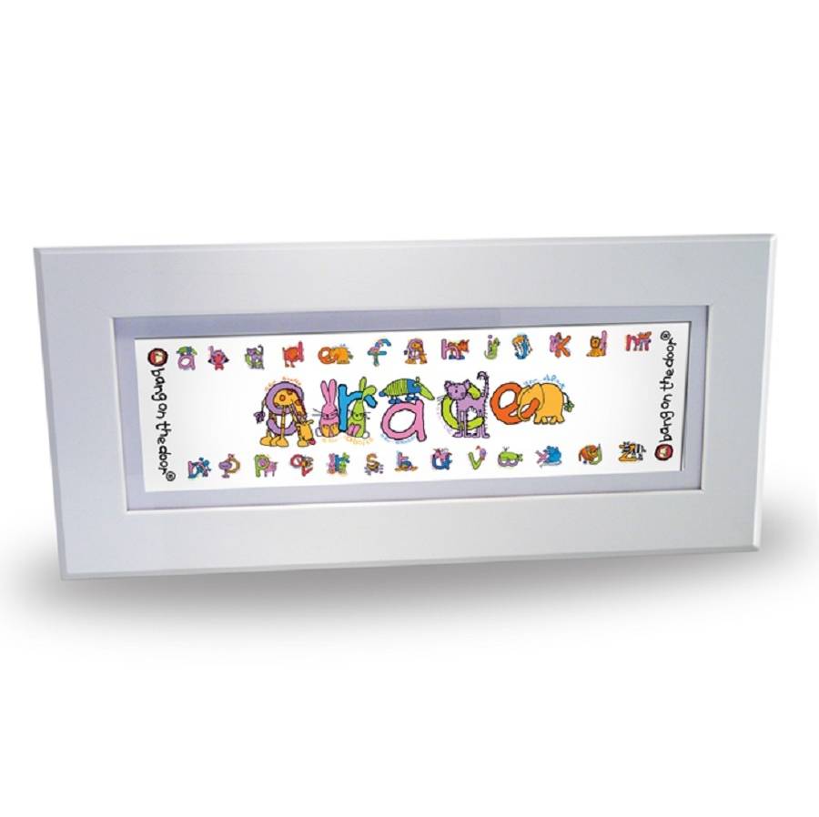 personalised bang on the door animal girls name frame by sassy bloom as