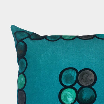 Ombre Circle Velvet Cushion Turquoise, 2 of 4