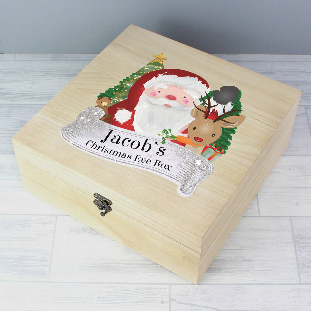 Personalised Colourful Santa Large Wooden Christmas Box, 1 of 6