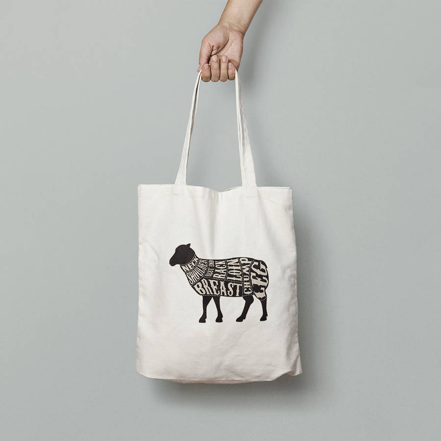 Cuts Of Lamb Tote Bag By The Binary Box | notonthehighstreet.com