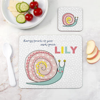 Personalised Kid's Snail Placemat Set, 3 of 5