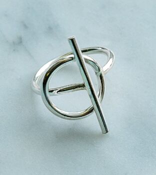 Overlapping T Bar Gold Plated Sterling Silver Ring, 4 of 9
