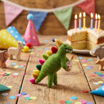 Handmade Felt Happy Birthday Dinosaur Hanging, 2 of 4