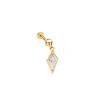 14 Carat Gold Zion Drop Tragus Earring, 3 of 6