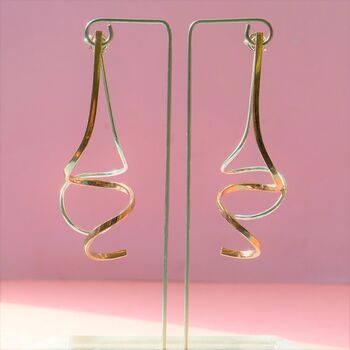 Spiral Drop Rose Gold Plated Dangle Ear Jackets, 2 of 8