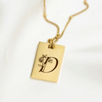 Personalised Birth Flower And Initial Tag Necklace, 5 of 12