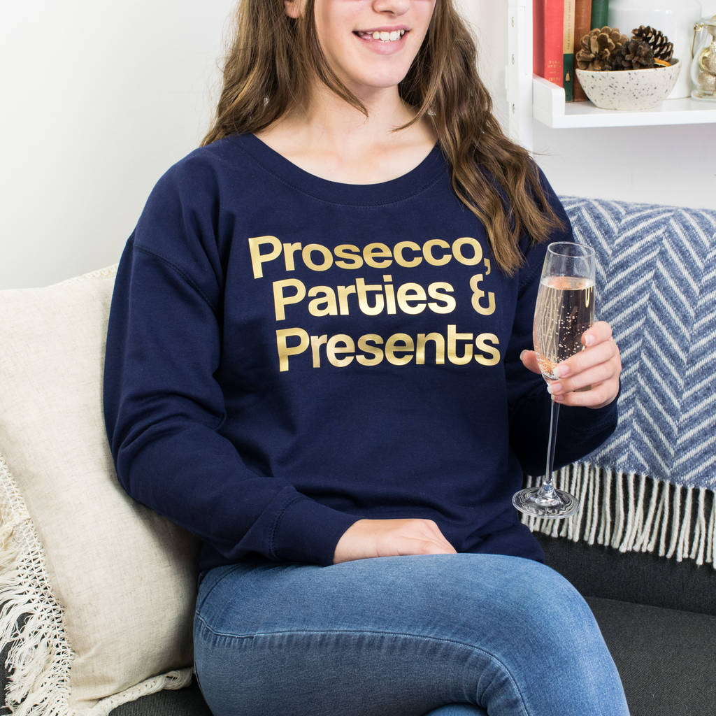 Prosecco Parties And Presents Christmas Jumper