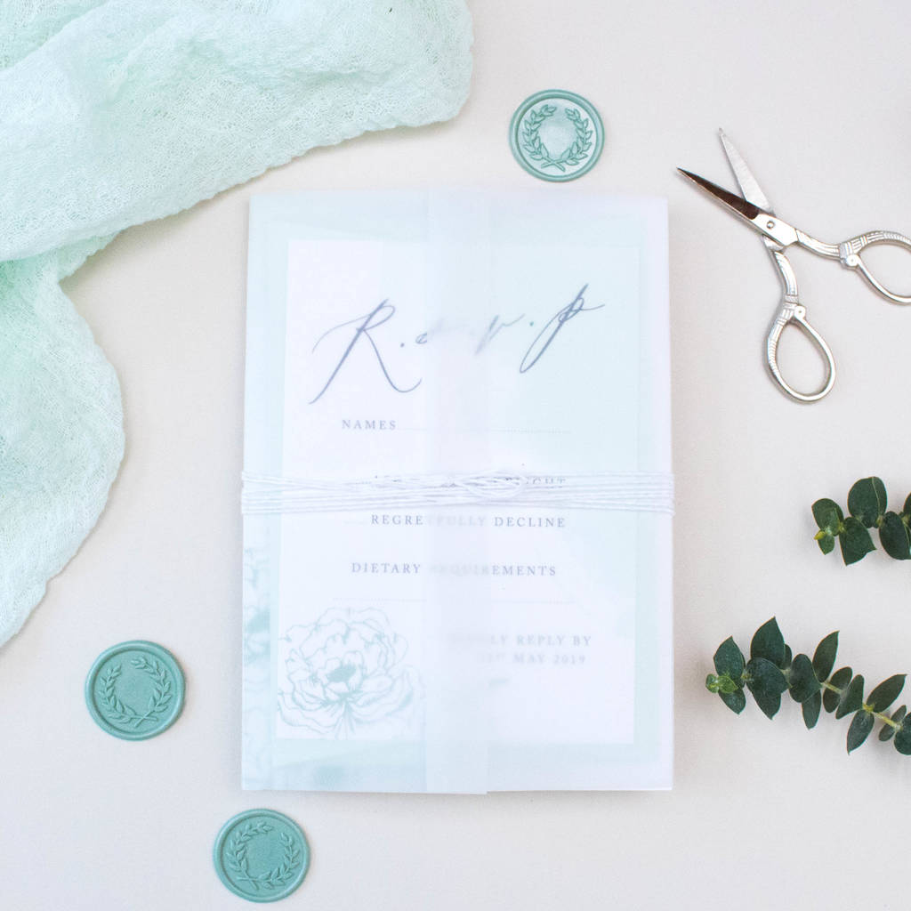 Mint Green Calligraphy Wedding Invitation By Nina Thomas Studio