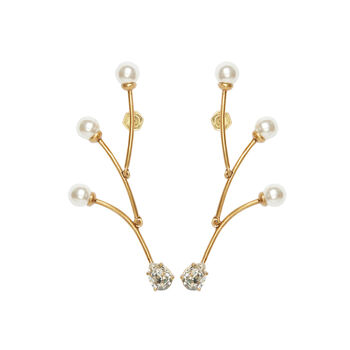 Bias Gold Plated Pearl Moving Sculpture Earrings, 2 of 6