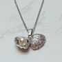 Pearl Shell Necklace – Opens To Reveal A Pearl, Silver Plated With Cubic Zirconia Detail, thumbnail 4 of 8