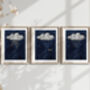 Set Of Three Clouds With Gold Elements Wall Prints, thumbnail 1 of 9