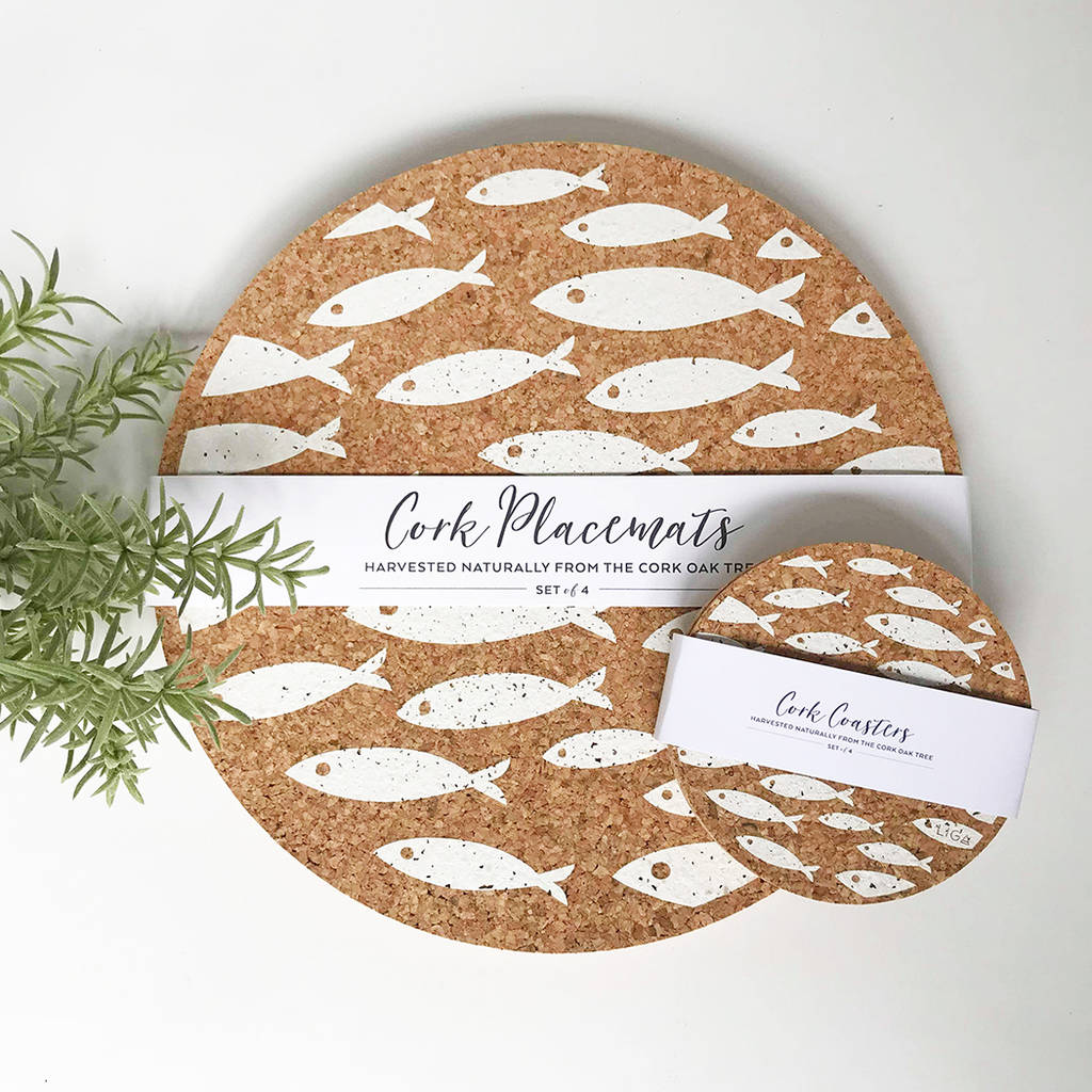 set of four cork sardines mats by liga