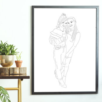 Bridesmaids Gift Custom Best Friends Line Drawing Art, 5 of 8