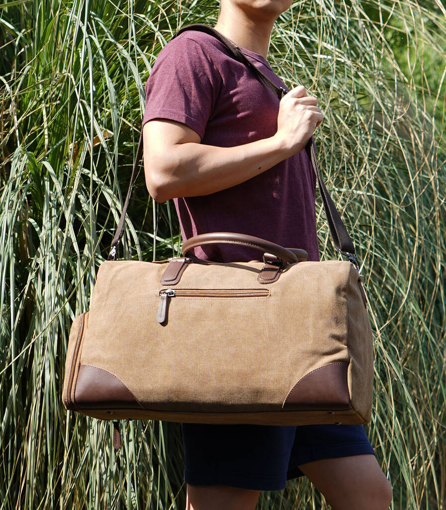 canvas leather holdall