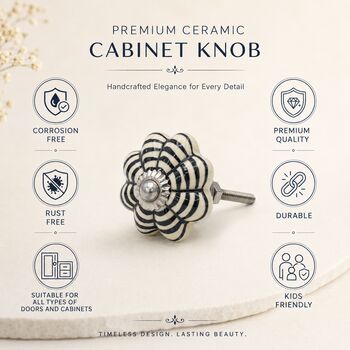 Monochrome Bloom Round Ceramic Knob, 9 of 9