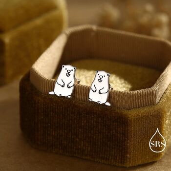 Sterling Silver Groundhog Stud Earrings, 3 of 12