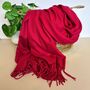 Super Soft Plain Pashmina Tassel Scarf In Berry Red, thumbnail 1 of 3