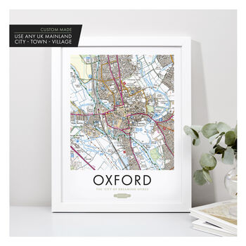 Favourite UK City Location Personalised Map Print, 9 of 12