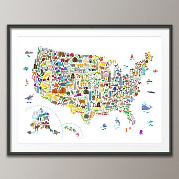 Animal Map United States Childrens Print, 3 of 5