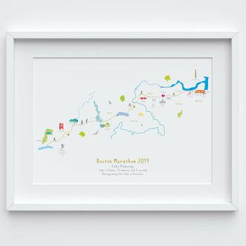 Boston Marathon Route Map Personalised Print, 5 of 6