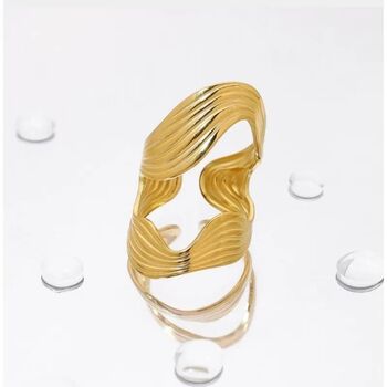 Textured Wave Adjustable Ring Open Statement Band, 6 of 6