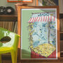 Lemon Market Stall Illustrated Art Print, thumbnail 1 of 6