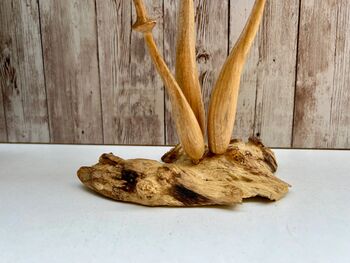 Wooden Mushroom Statue Teak Root Toadstool Nature Gift, 4 of 10