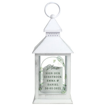 Personalised Botanical Wedding White Lantern, 5 of 6