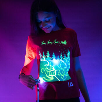 Santa Sleigh Interactive Glow In The Dark T Shirt, 2 of 6