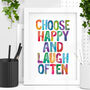 'Choose Happy And Laugh Often' Watercolour Print, thumbnail 1 of 2