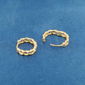 Gold Chain Huggie Hoop Earrings, 5 of 7