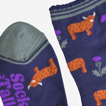 Women's Bamboo Socks Highland Cow Thistles, 4 of 5