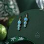 Opal Trio Droplet Drop Hook Earrings In Sterling Silver, thumbnail 1 of 10