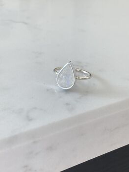 Large Statement Sterling Silver Teardrop Moonstone Ring, 2 of 5