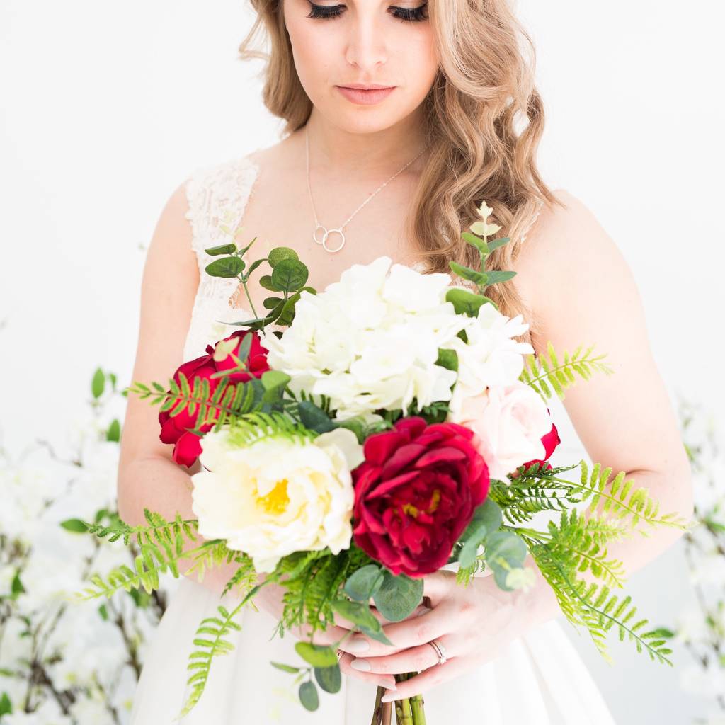 Botanical Inspired Faux Bridal Bouquet With Ferns By Deluxe Blooms