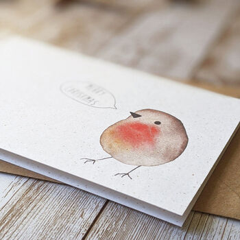Watercolour Robin Merry Christmas Card, 2 of 3