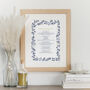 Blue Floral Anniversary Personalised Print, thumbnail 1 of 9