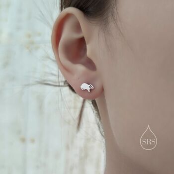 Extra Tiny Badger Stud Earrings In Sterling Silver, 6 of 12
