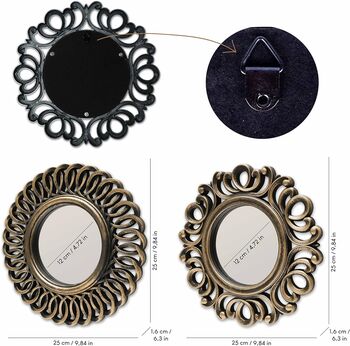 Pack Of Three Vintage Wall Mirrors Round Mirrors, 11 of 12