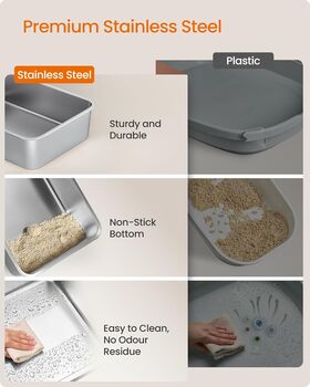 Stainless Steel Cat Litter Tray High Sided, 3 of 6
