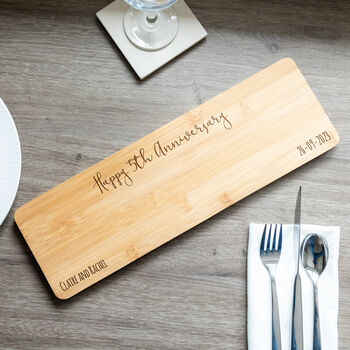 Personalised 5th Anniversary Wood Gift Serving Board, 3 of 5