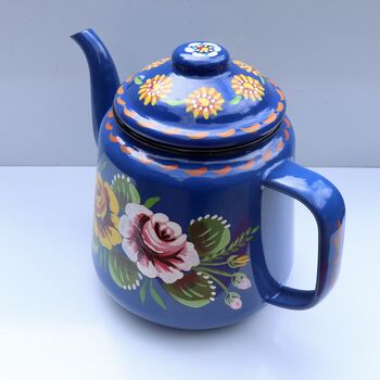 Enamel Teapot Handpainted Canal Roses, 3 of 3